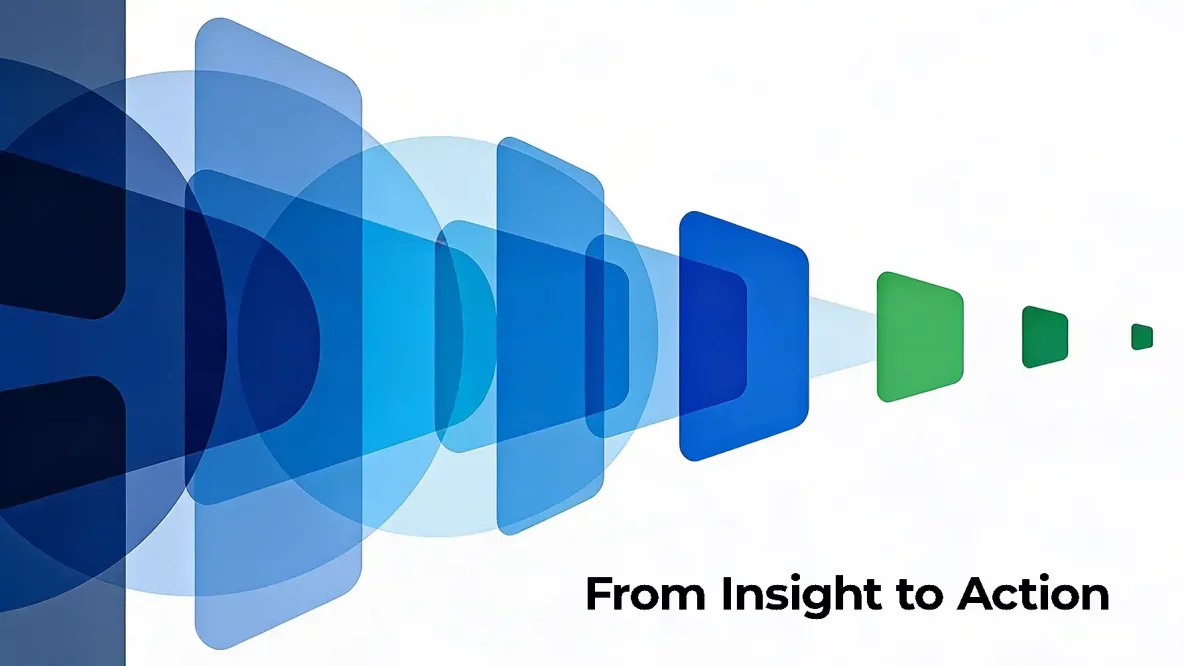 Abstract execution flow illustration representing insight turning into action at Acumatica Summit 2026